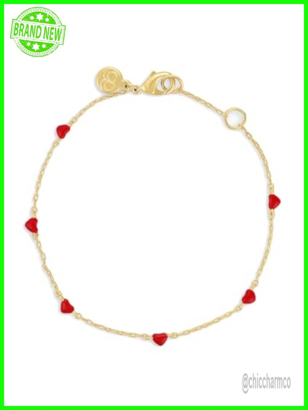 18k Gold Plated Heart Charm Bracelet Adjustable Chain